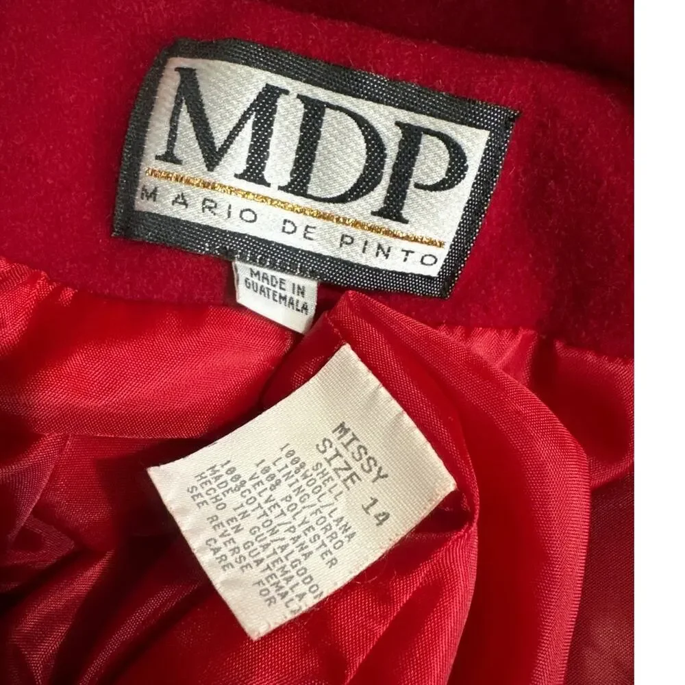 Vintage 90’s Red & black velvet long coat by MDP Mario De Pinto Large